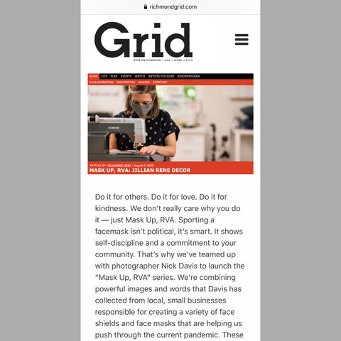 Richmond Grid: Mask Up, RVA: Jillian Rene Decor