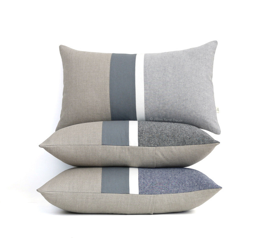 grey striped pillow