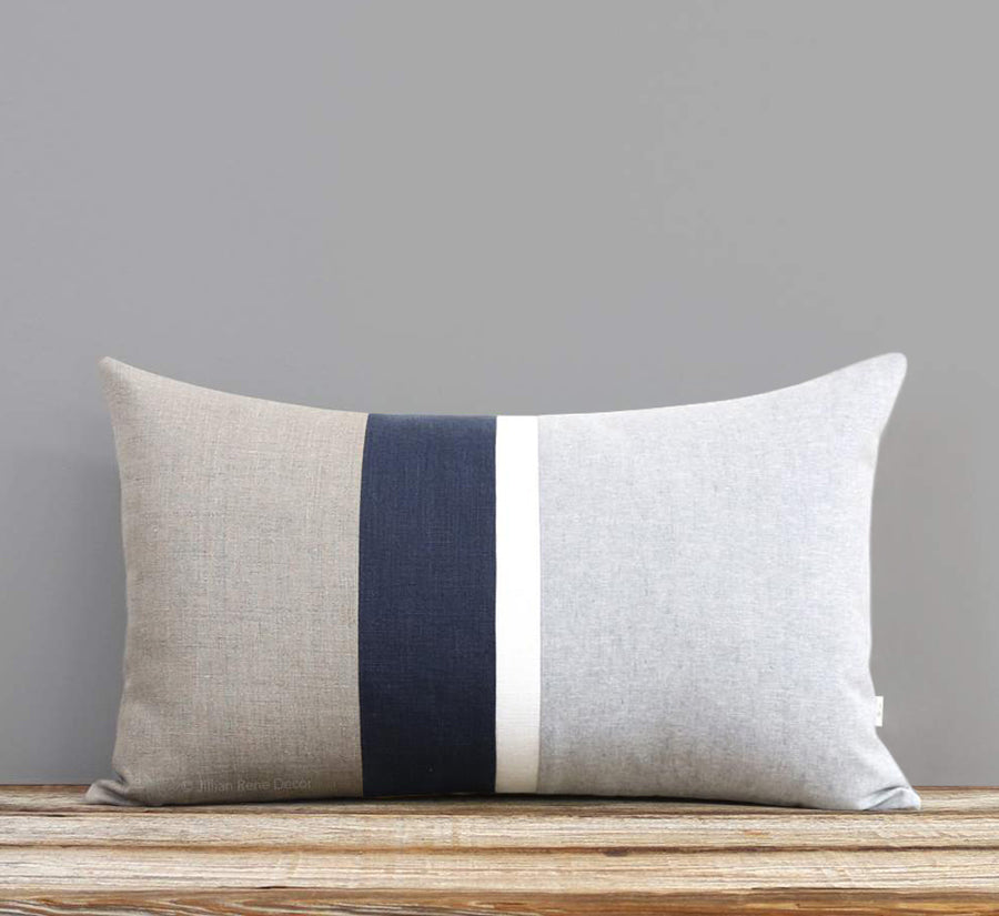 grey striped pillow