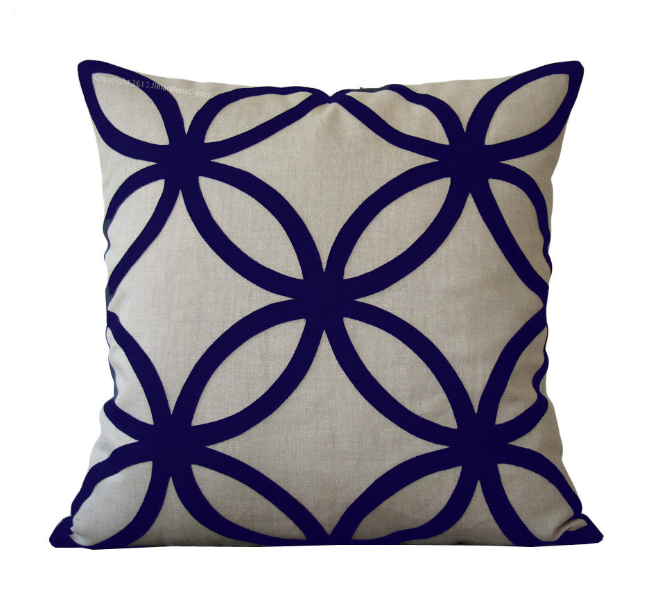 Geometric Pillow - Navy and Natural Linen – Jillian Rene Decor
