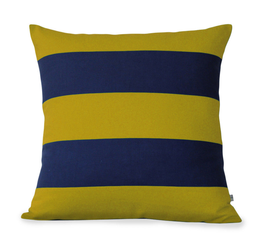 blue and mustard cushions