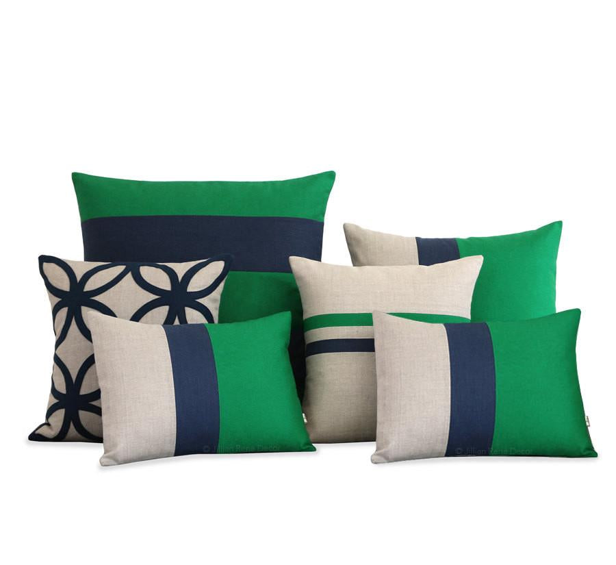 Kelly Green And Navy Pillow Set Of 6 By Jillian Rene Decor