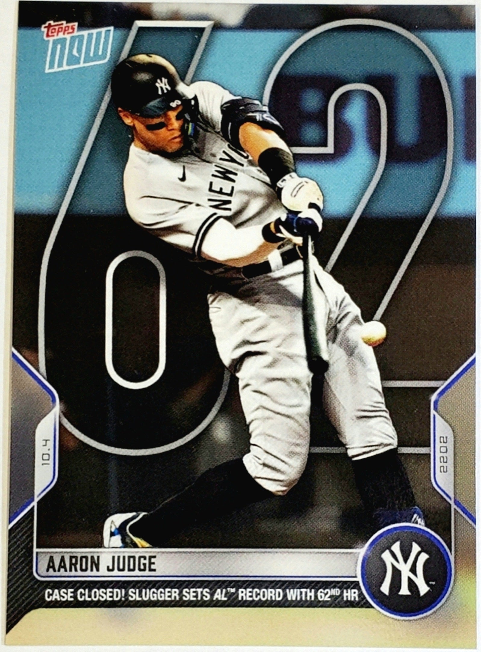 Aaron Judge "Case Closed" 62nd Home Run 2022 Topps Now #1012, Yankees