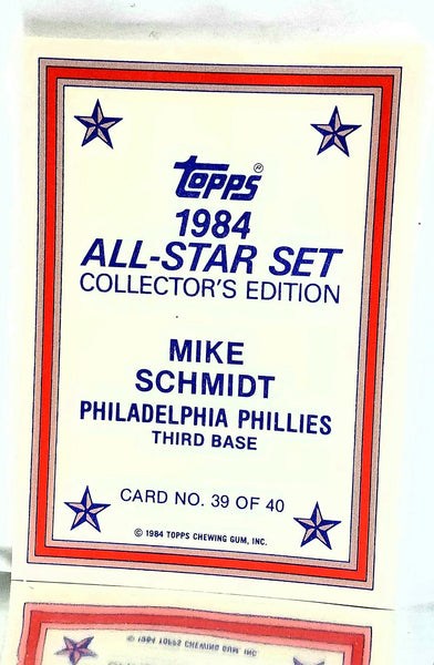 Mike Schmidt Glossy All-Star 1984 Topps Exclusive Mail-In #39 Rare ...