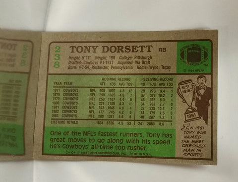 Tony Dorsett! 1984 Topps #238 Dallas Cowboys, HOF Running Back ...