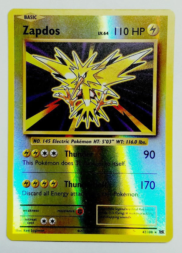Pokemon Zapdos 42 108 Reverse Holo Rare Xy Evolutions Card Tcg
