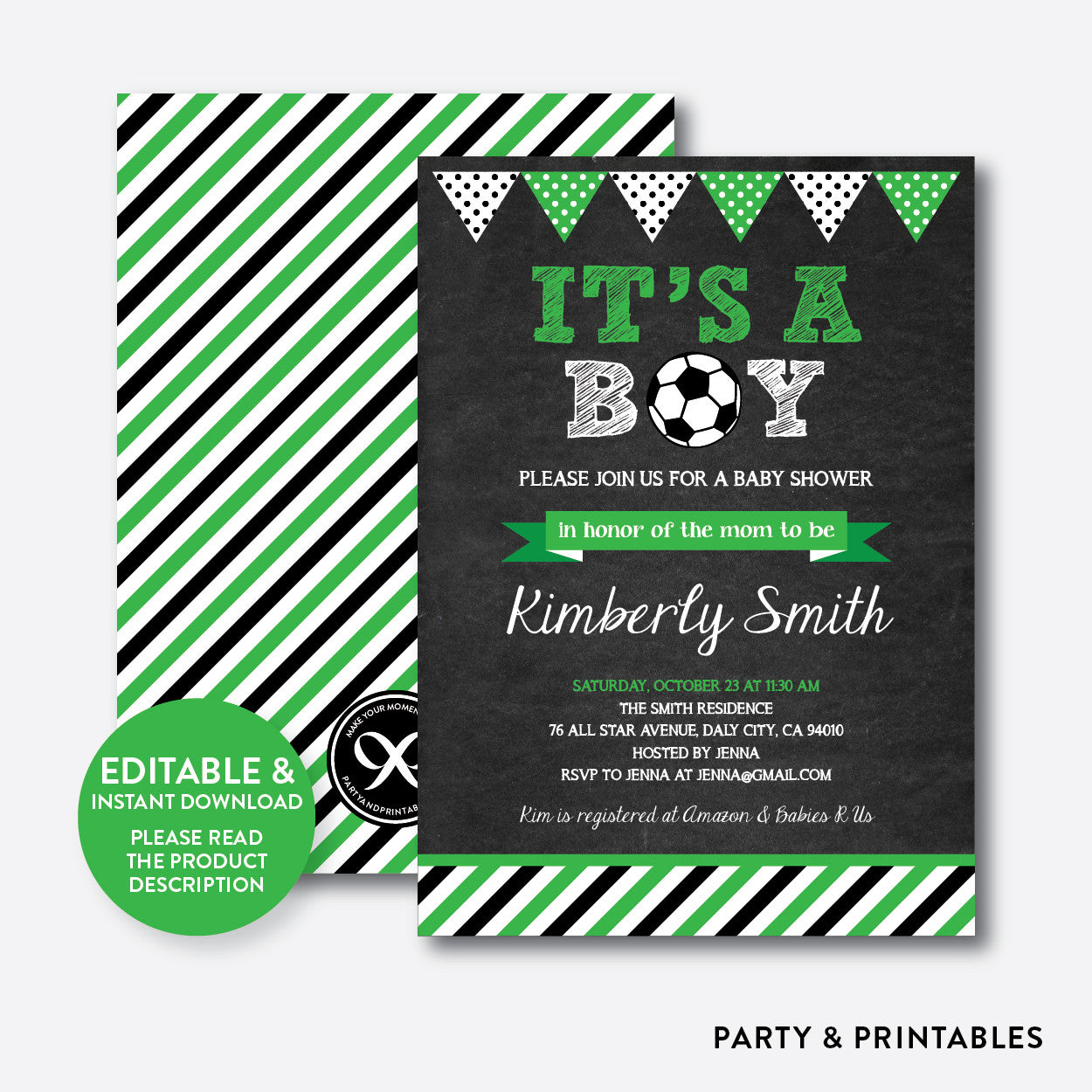 soccer baby shower invitations