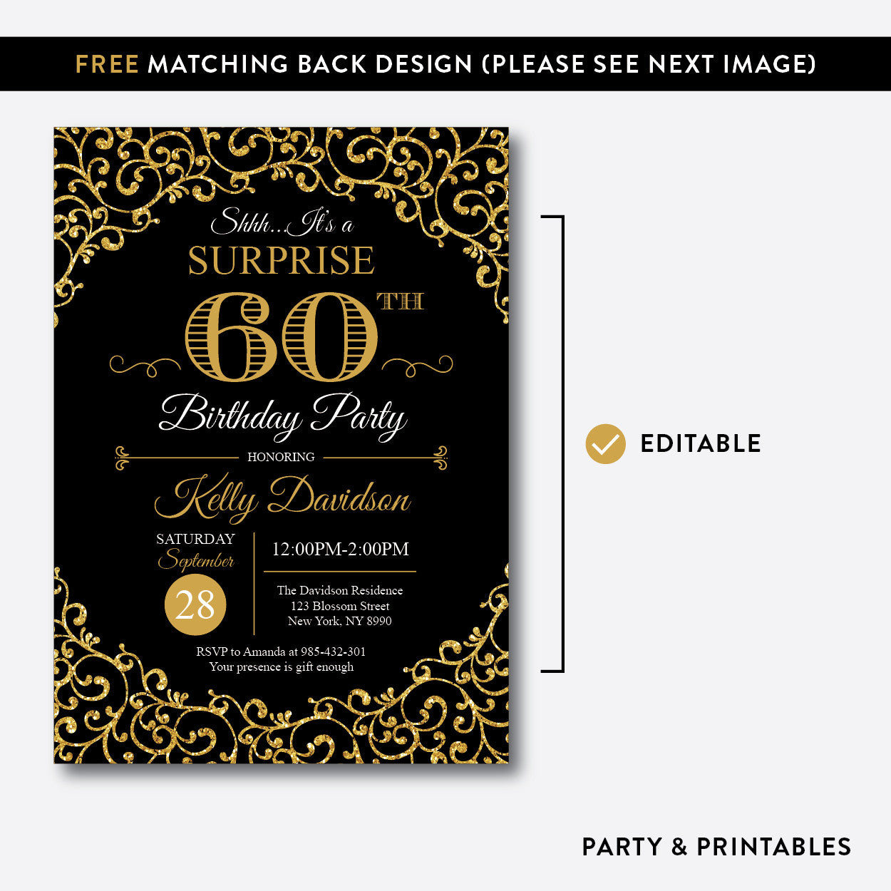 Adult Birthday Invitation / Editable / Instant Download ...