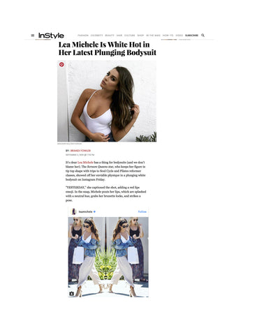 Lea Michele star of Glee wearing the Leah Shlaer Collete swimsuit/bodysuit in InStyle Magazine