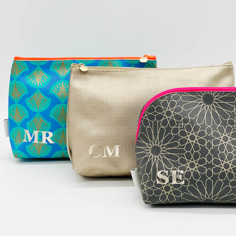 personalised initials on beauty bags