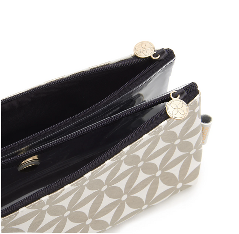 Folding makeup bag with compartments