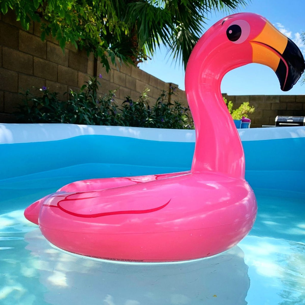 Inflatable pink flamingo for how to be organised in June