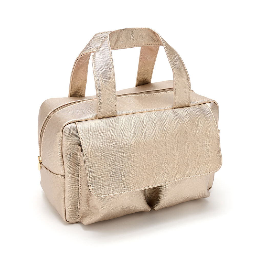 Iris large wash bag with front pockets in gold