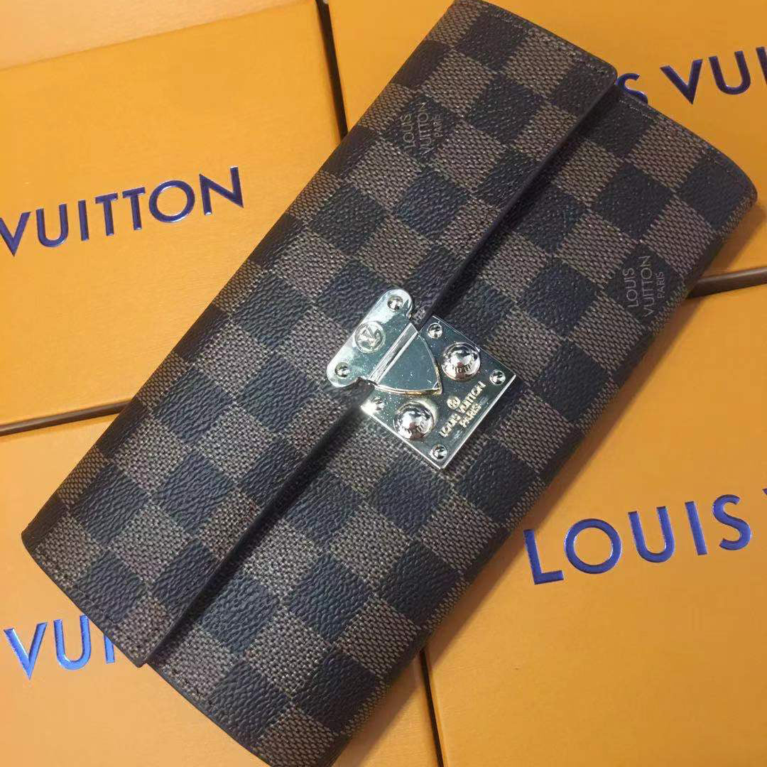 Louis Vuitton Clutch Bag Wristlet LV Classic Women Leather Print  High Quality Wallet Purse