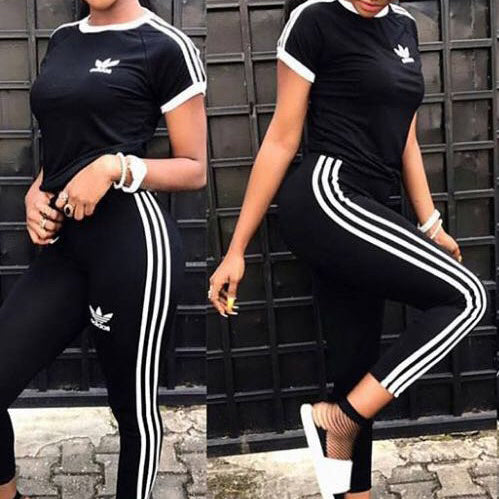 Adidas Women Short sleeve Top Pants Sweatpants Set Two-Piece Set