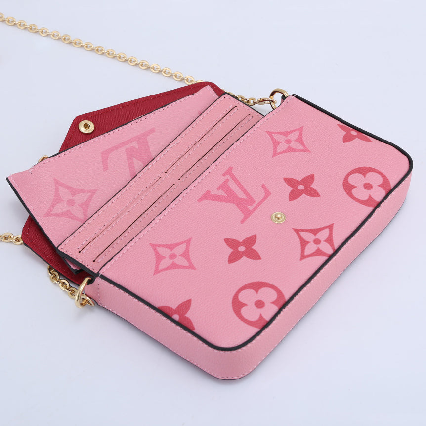 LV Louis Vuitton Fashion Casual Ladies Shoulder Messenger Bag Small Square Bag Chain Bag Three Piece