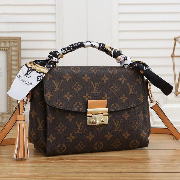 LV Louis Vuitton With Silk Scarf And Color Matching Clamshell Ha