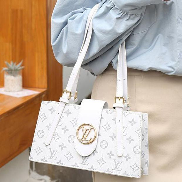 LV Louis Vuitton Stitching Color Printing Ladies Shopping Handbag Shoulder Bag