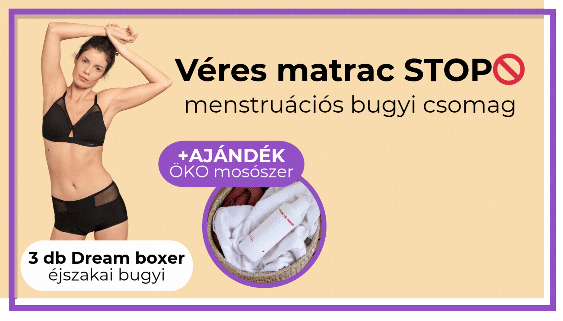 Véres matrac STOP - menstruációs bugyi csomag AJÁNDÉK mosószer
