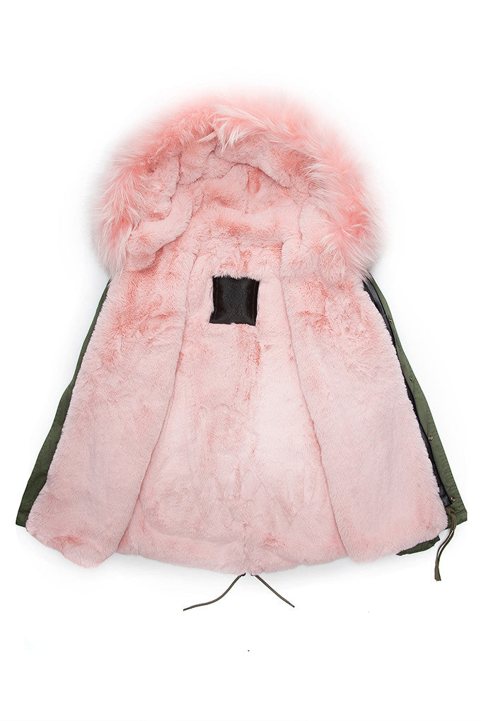 parka with pink fur trim