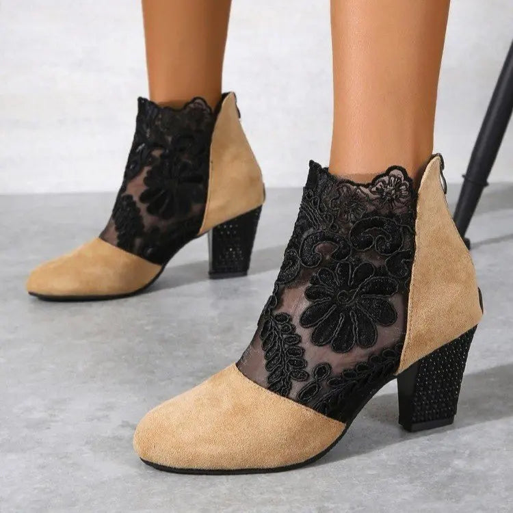 Elegant Lacy High Heels Mesh Boots