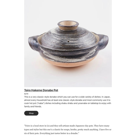 Our Hakeme Donabe is Featured in Dwell! – TOIRO
