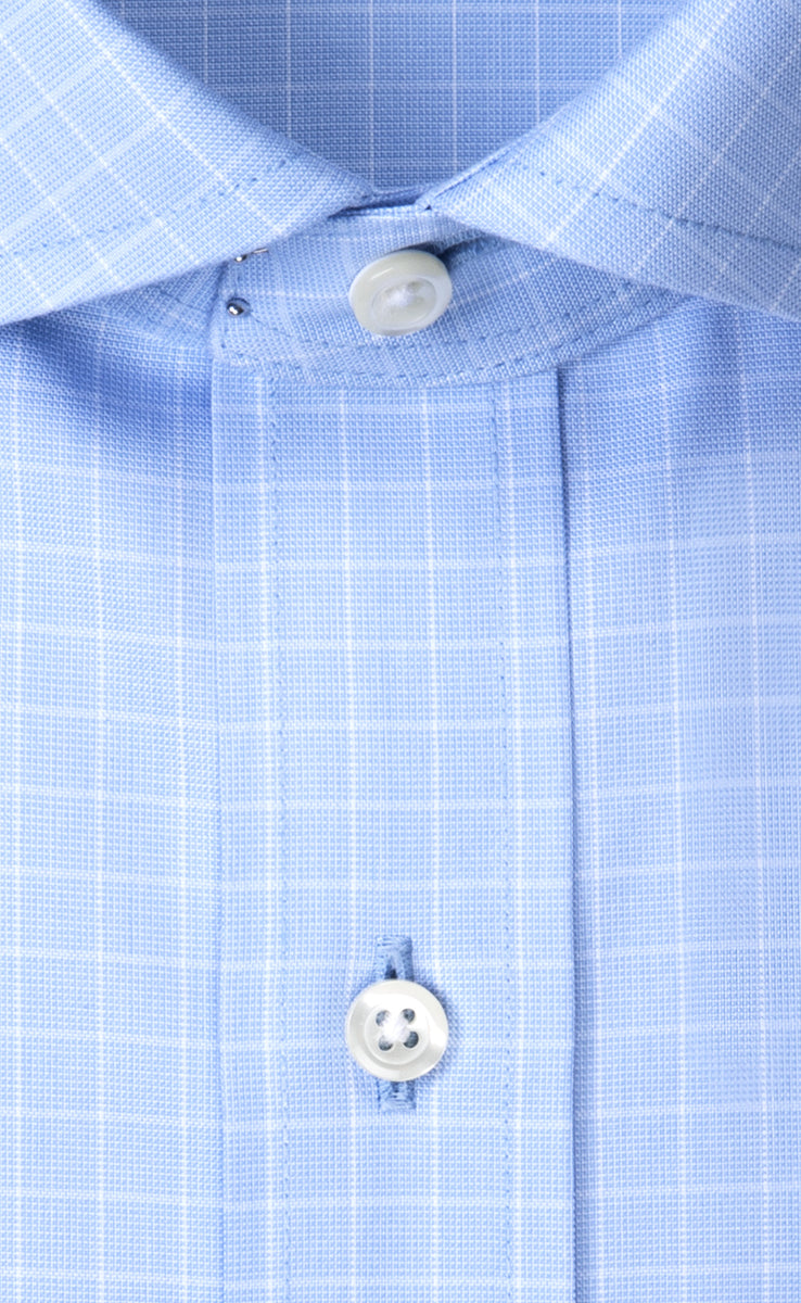 Classic Fit Light Blue Ground Check Non Iron Men's Dress Shirt – Wilkes ...