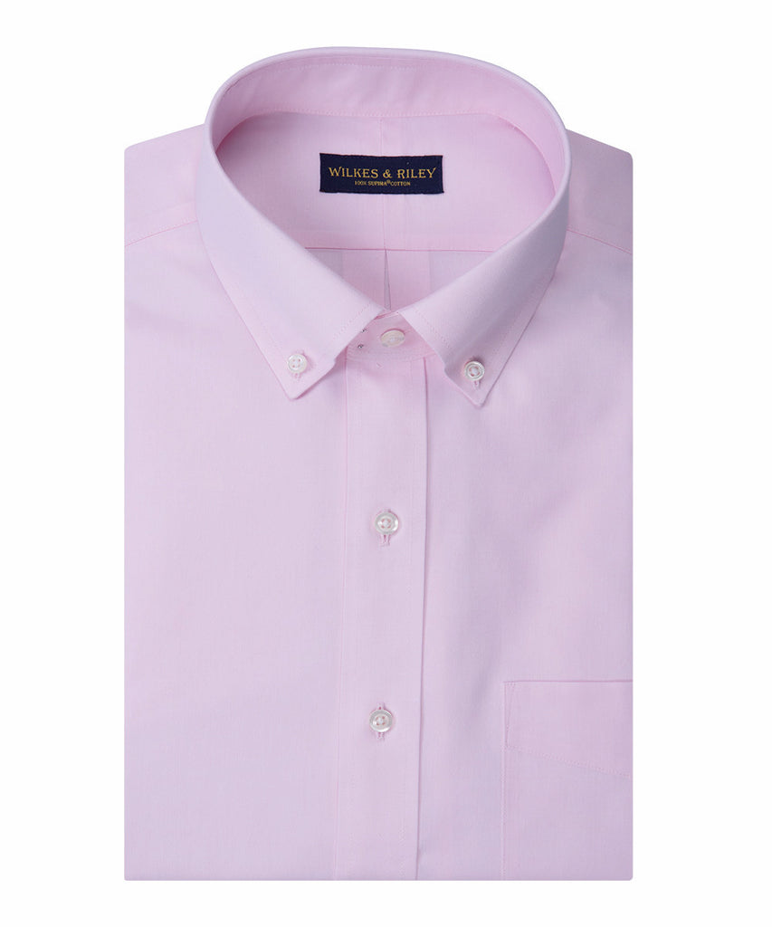 Classic Fit Pink Solid Button-Down Collar Non-Iron Men's Dress Shirt ...