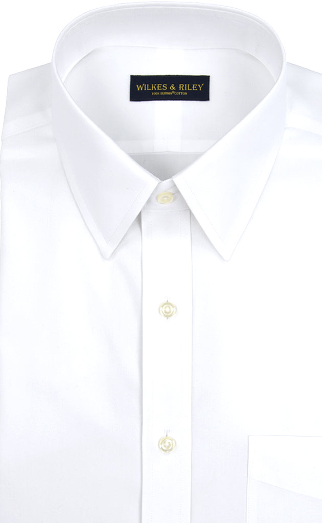 Tailored Fit White Solid Point Collar NonIron Men's Dress Shirt