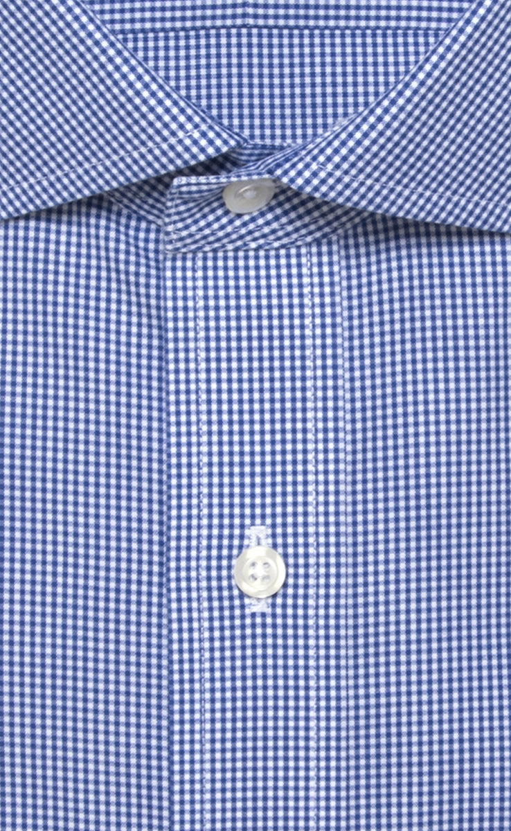 Non Iron Blue Gingham English Spread Collar Men's Sport Shirt – Wilkes ...