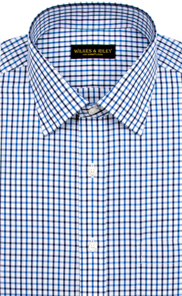 Slim Fit Blue Navy Tattersall English Spread Collar Men's Sport Shirt ...