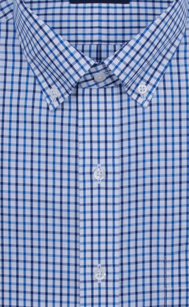 Non Iron Blue & Navy Tattersall Button-down Collar Men's Sport Shirt ...
