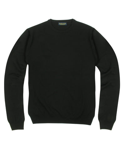 100% Pure Merino Wool Zegna Baruffa Crewneck Sweater in Black – Wilkes ...