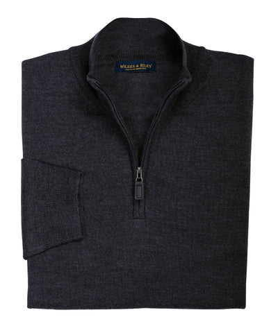 Ultra-fine Zegna Baruffa Half-Zip Merino Wool Sweater - Charcoal ...