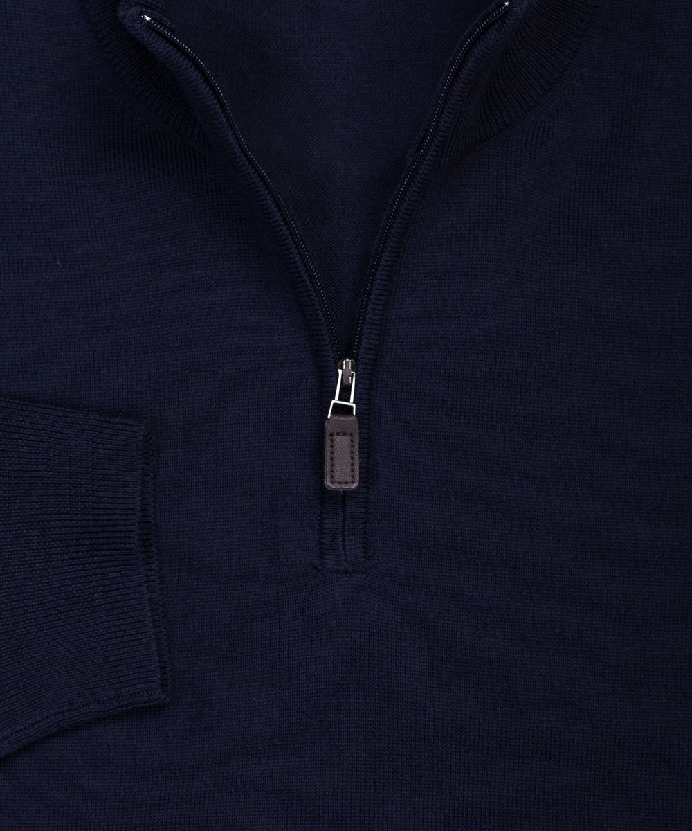 Ultra-fine Zegna Baruffa Half-Zip Merino Wool Sweater -Navy – Wilkes ...