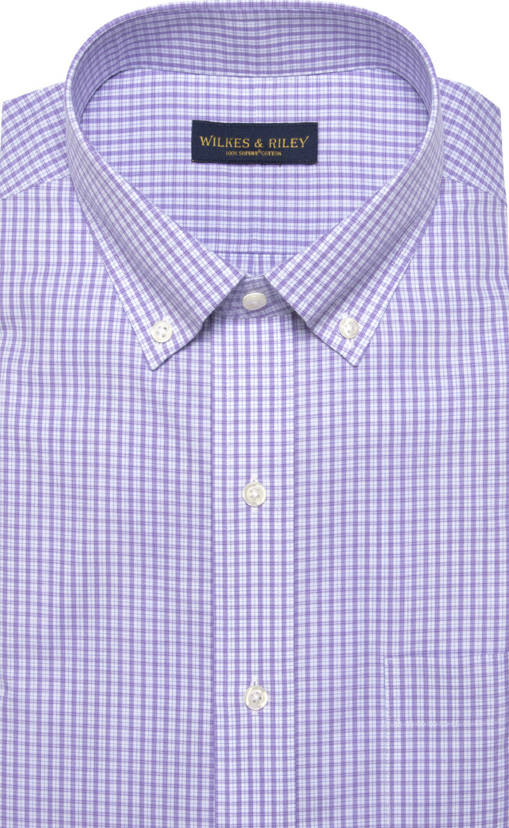 influenza Bedrijf Protestant Non Iron Purple Plaid Button-Down Collar Men's Sport Shirt – Wilkes & Riley