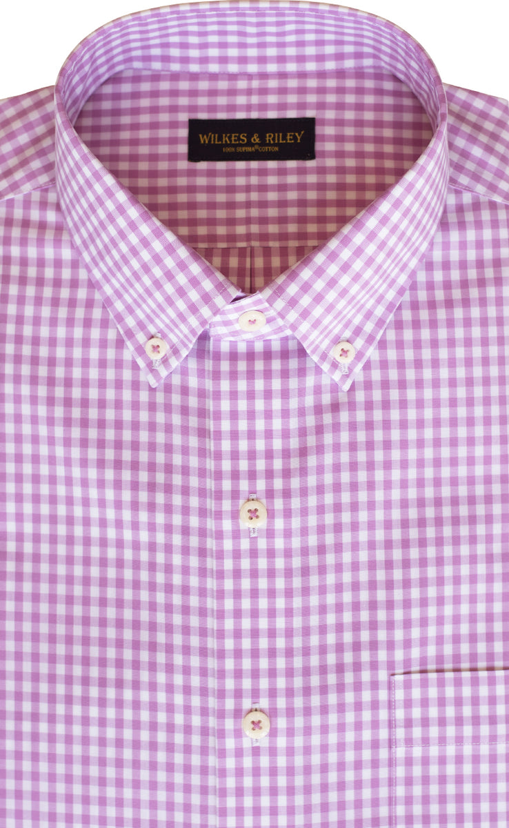 Classic Fit Non Iron Pink Gingham Button Down Collar Sport Shirt ...