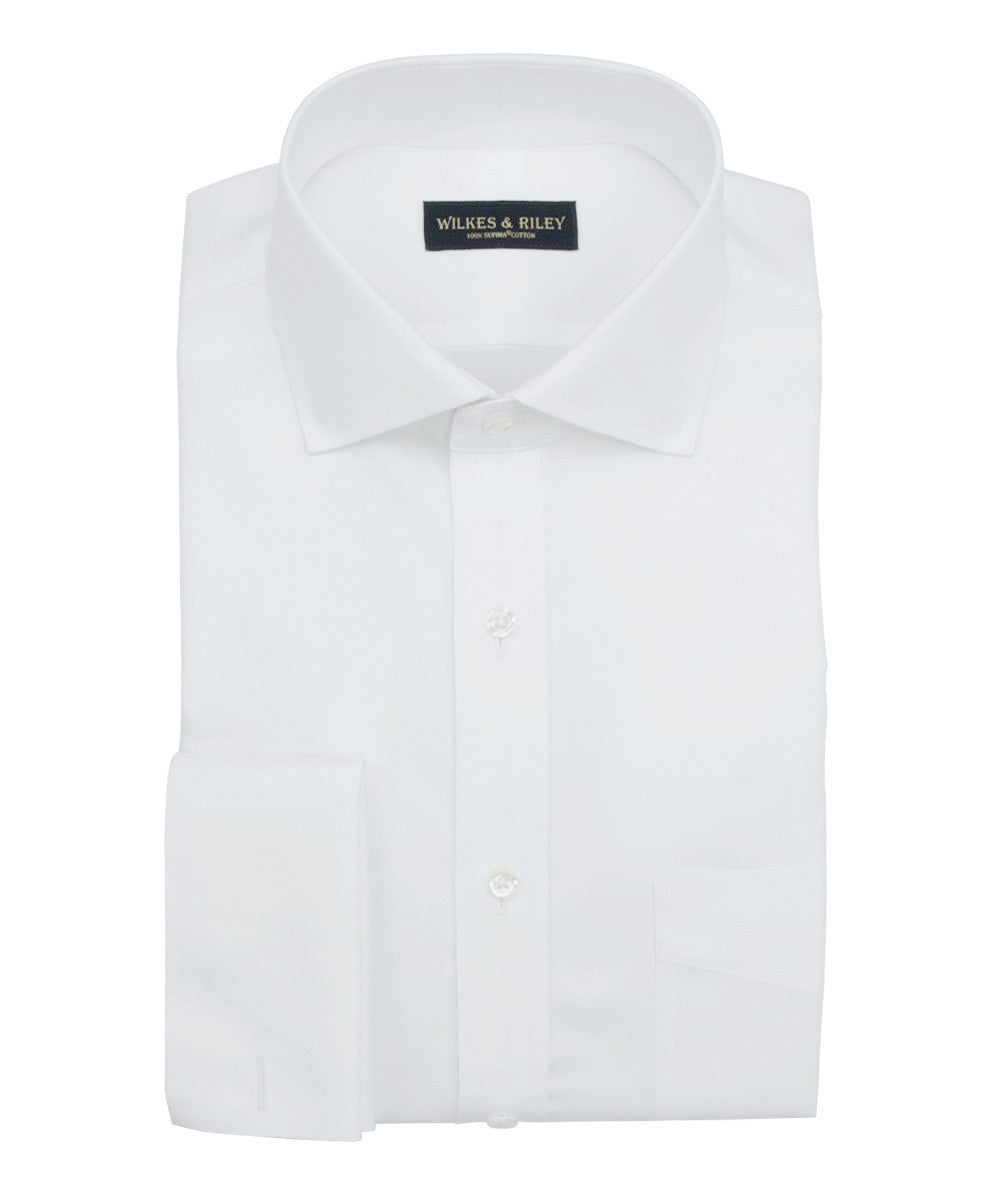 Mens White Dress Shirt Spread Collar | tunersread.com
