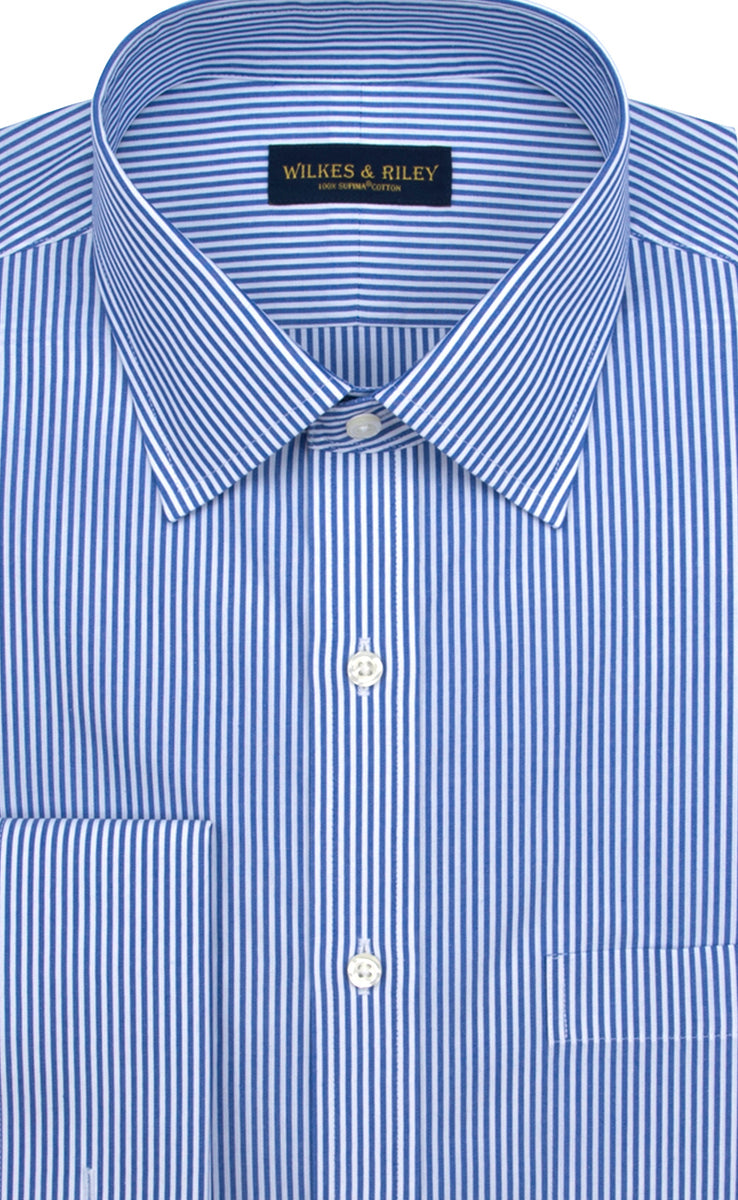 Archeologisch Duplicatie Pittig Slim Fit Blue Bengal Stripe French Cuff Non Iron Men's Dress Shirt – Wilkes  & Riley
