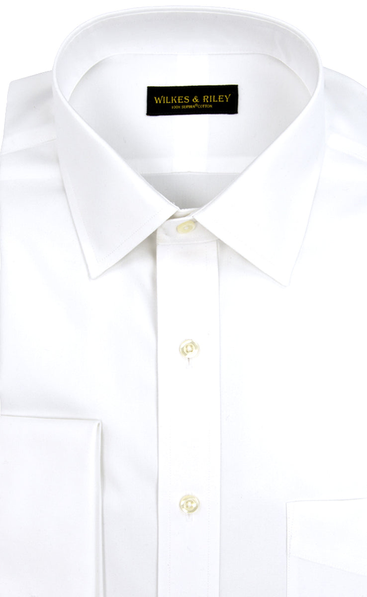 white spread collar french cuff dress shirt