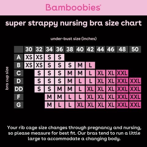 super strappy nursing bra size chart