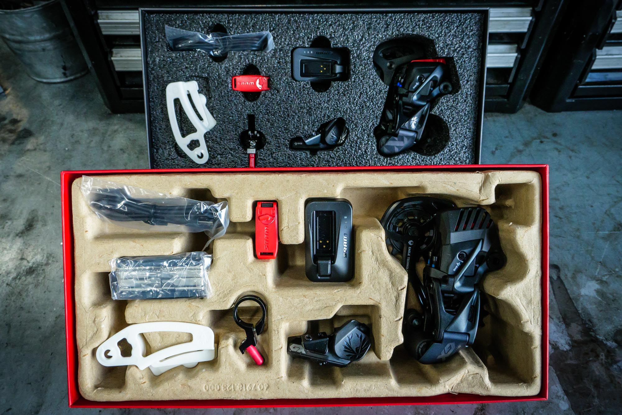 $600 GX EAGLE AXS Upgrade Kit, in red, with the XX1 Kit behind it