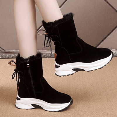 Ankle Faux Fur Boots Women's Lace Up Snow Boots Ankle Boots Daisy Dress For Less