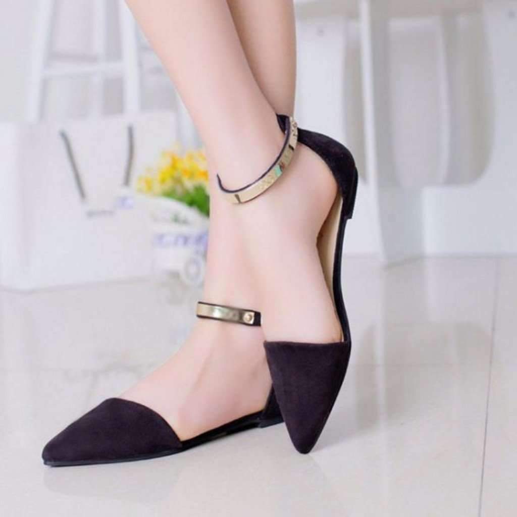 flat pumps with ankle strap