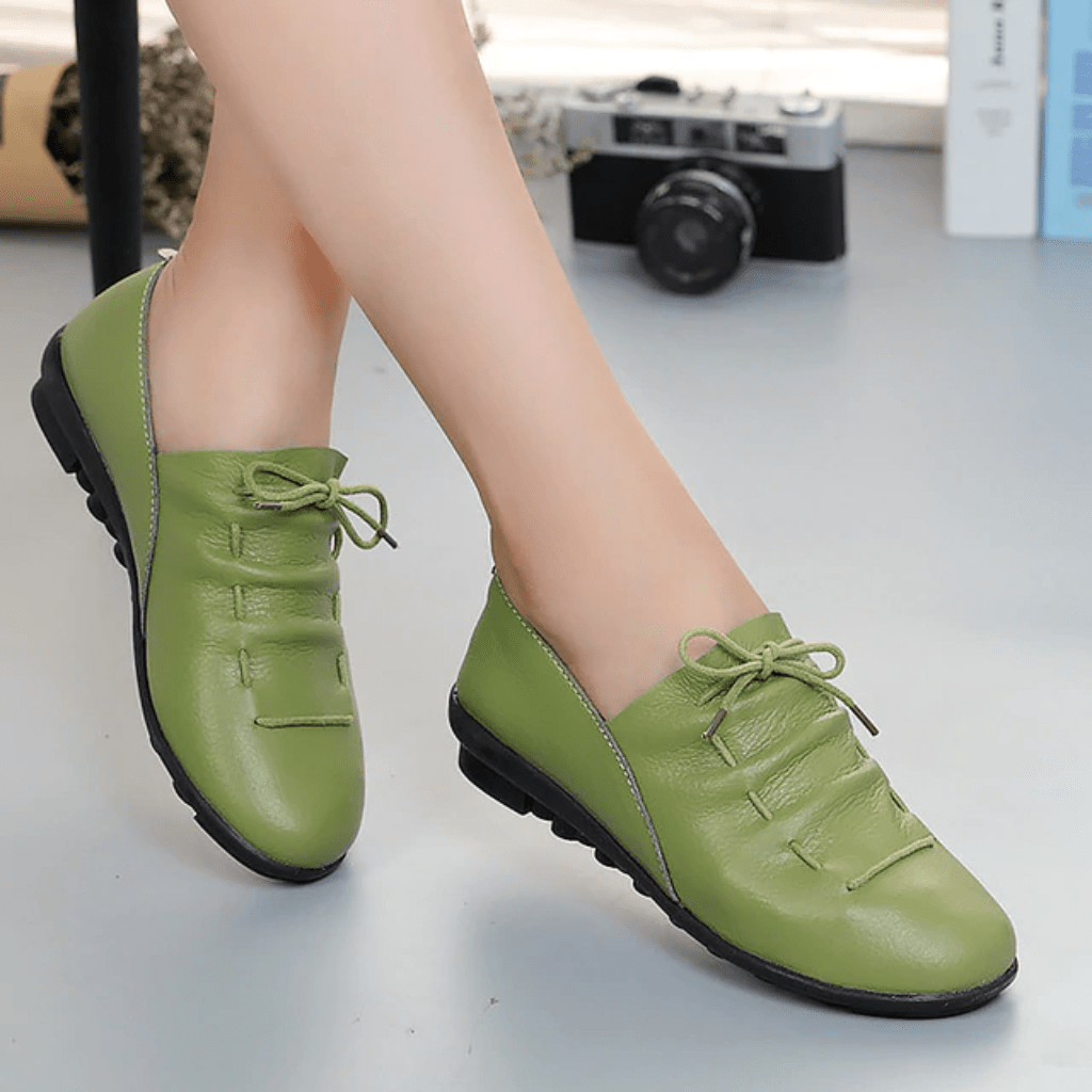 genuine leather flat shoes