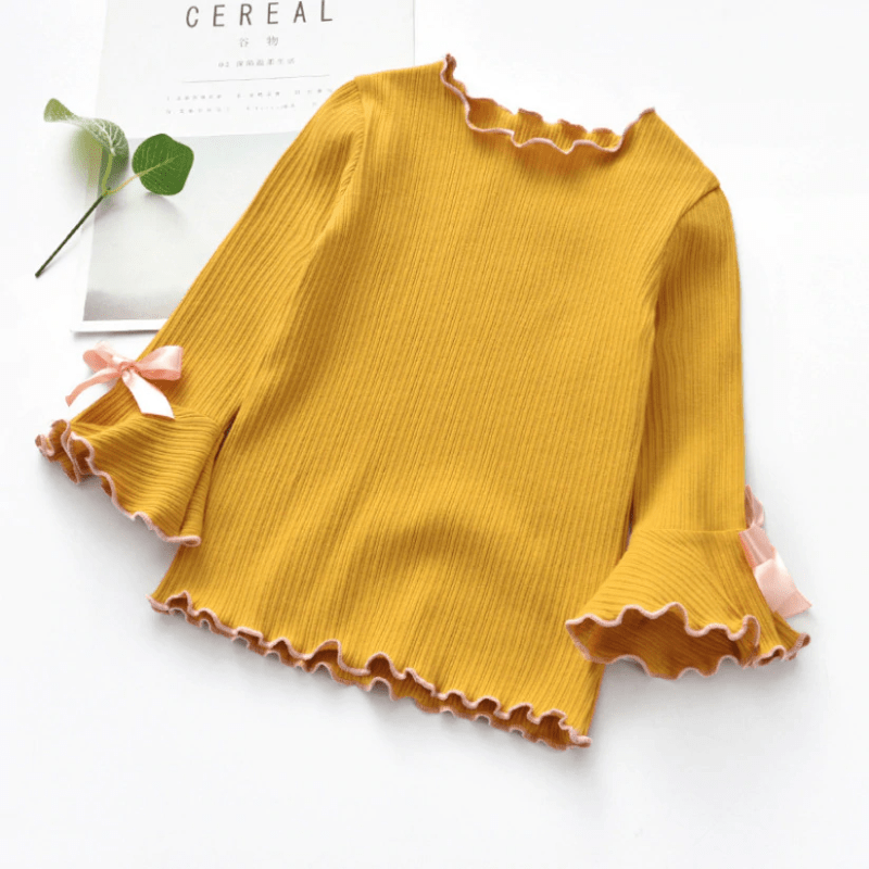 ruffle hem long sleeve top