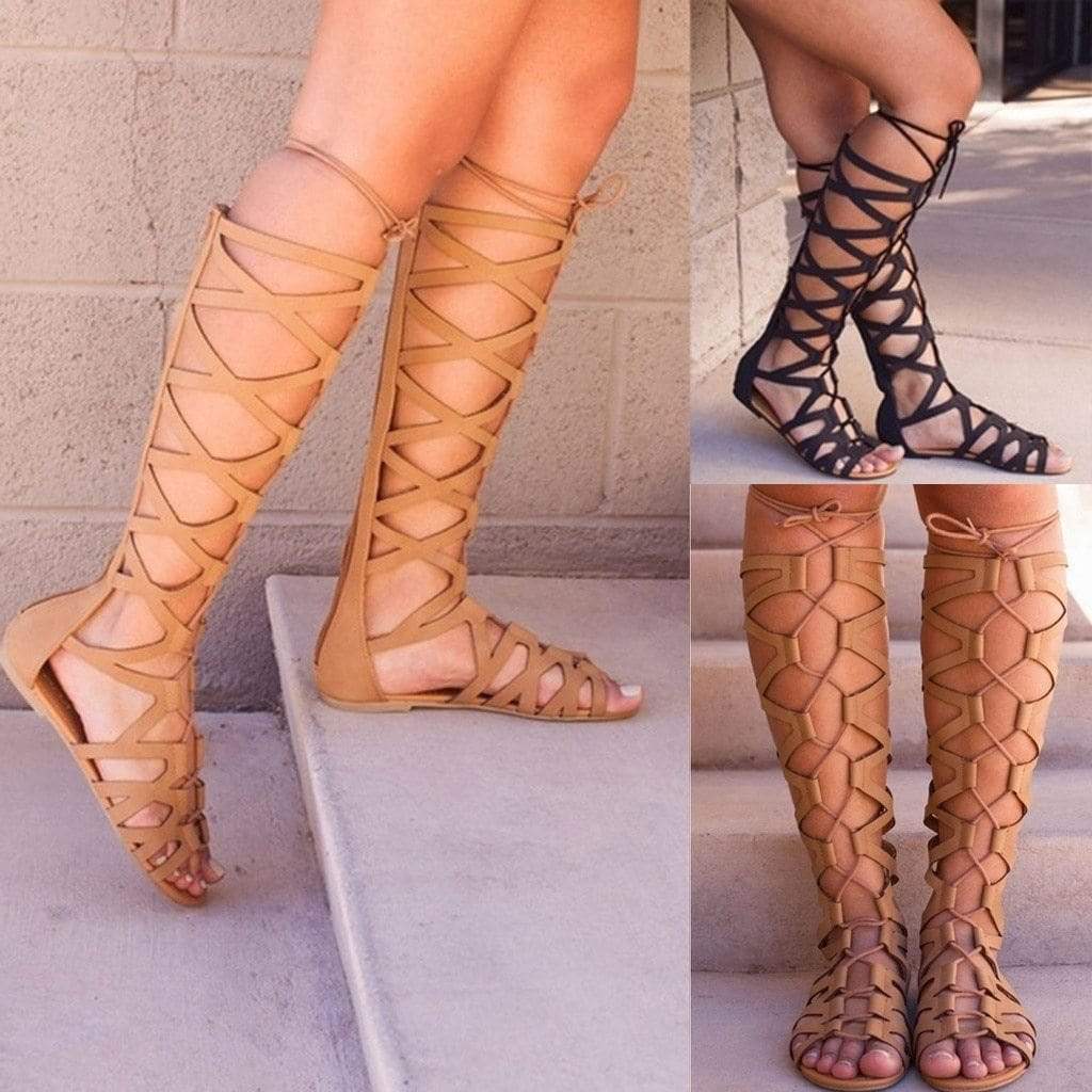 knee high roman sandals