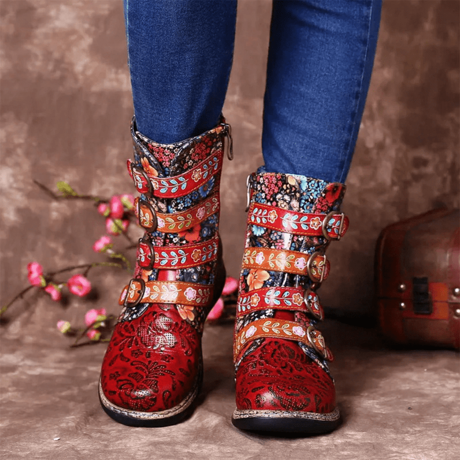 womens floral booties