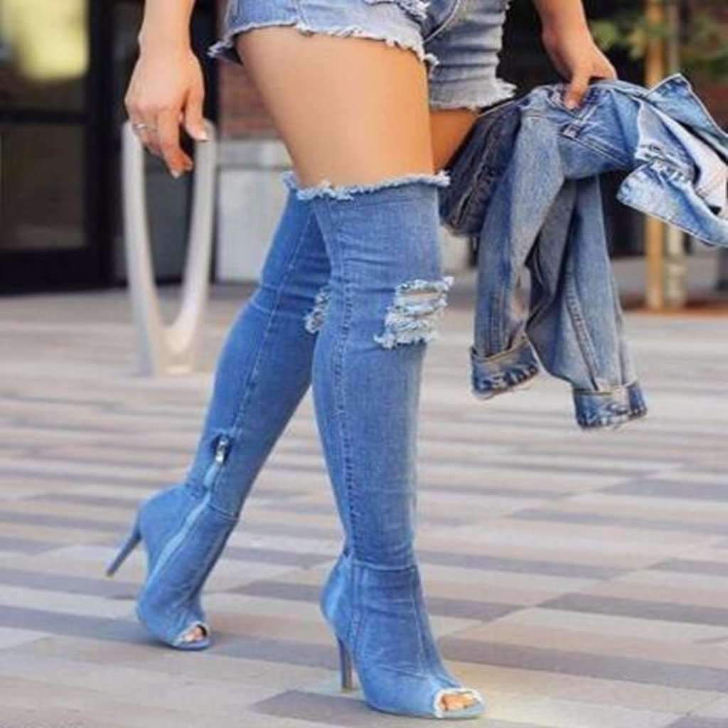 ripped jeans boots