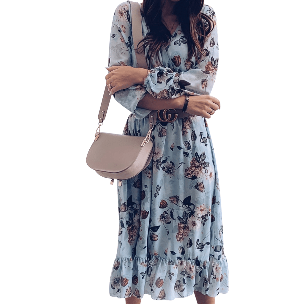 floral midi dress long sleeve